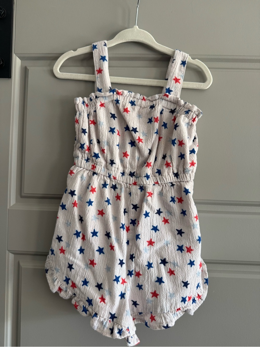 Cat & Jack White Romper with Red and Blue Stars